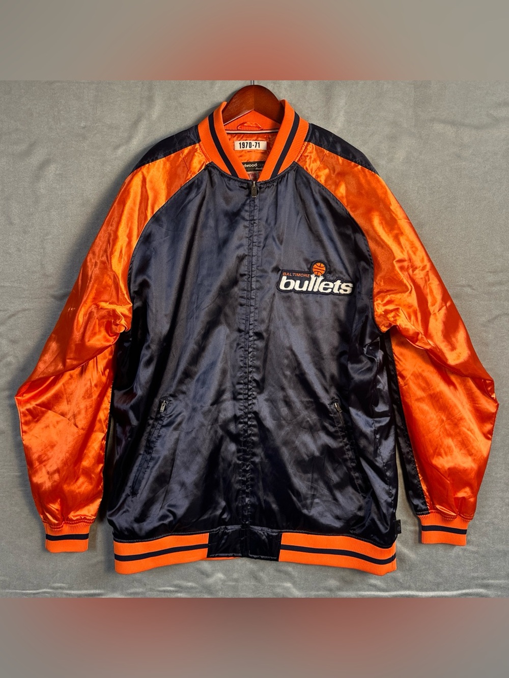 Baltimore Bullets Reebok Hardwood Classics Satin Jacket Mens XLT NBA 1970-71